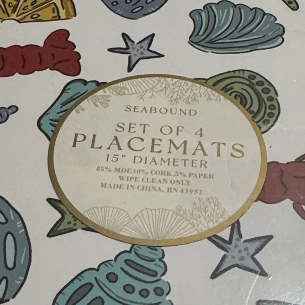 Seabound Colorful Sea Life cork placemat set